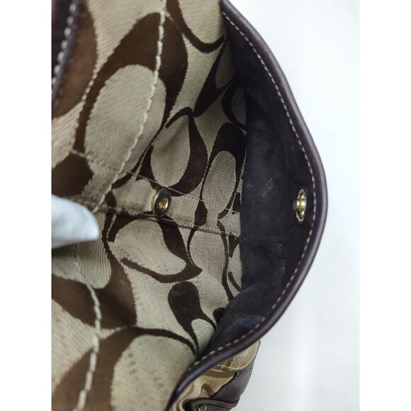 Coach Chelsea Signature Brown Canvas Leather Trim Double Handles Shoulder Bag - Picture 9 of 16